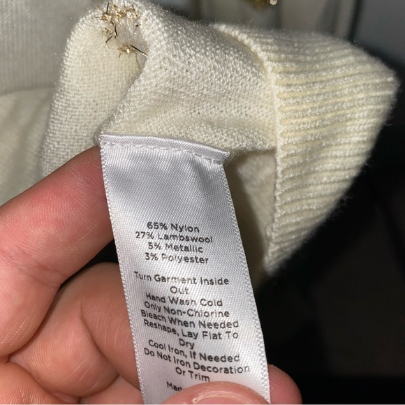Talbots lambs wool blend white and gold polka dot sweater - Picture 5 of 5